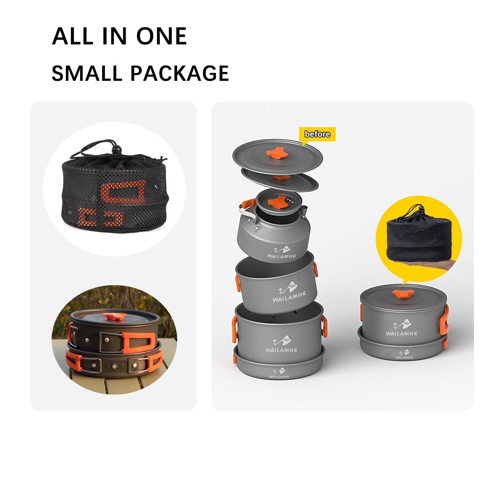 WAILAMHK Camping Cookware Campinggear Pots and Pots Set Equipment